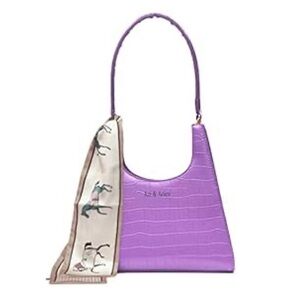 Ari & Aries lilac purple 90s style shoulder bag - vegan leather crocodile print